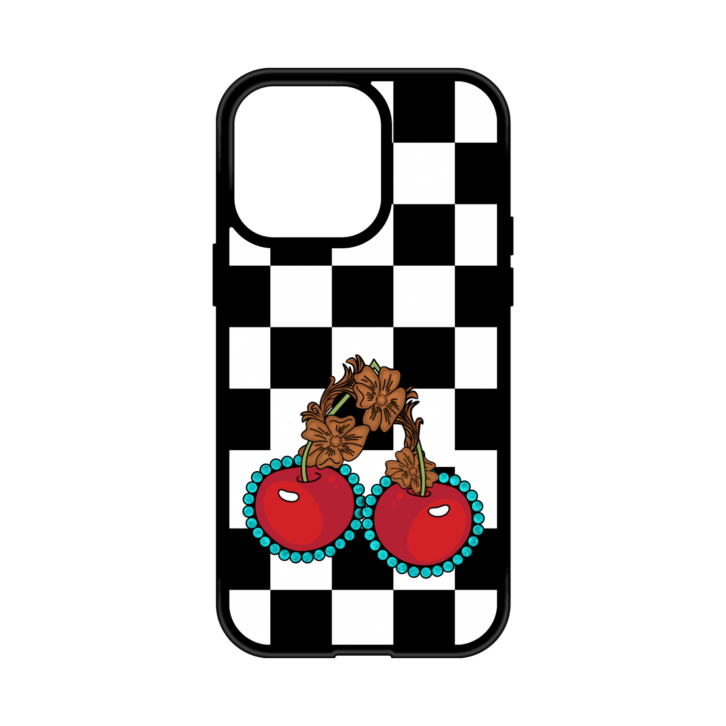 Checkered Cherries MagSafe Compatible Phone Case