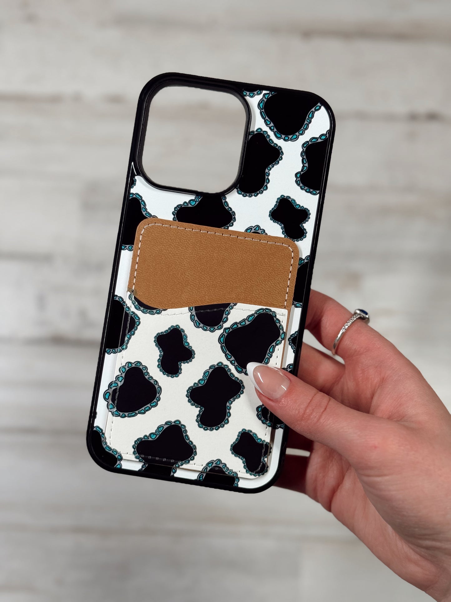 Cowprint gem wallet phone case