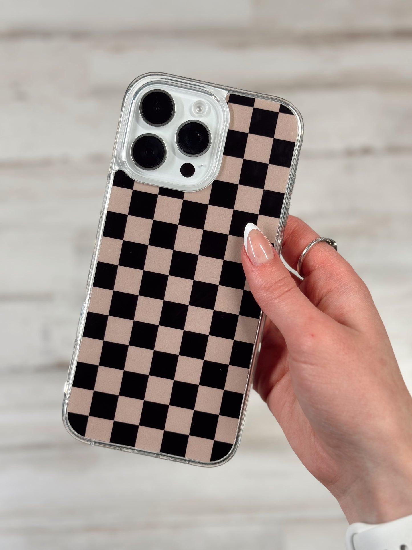 Black & Sand Checkered Boho MagSafe Compatible Phone Case