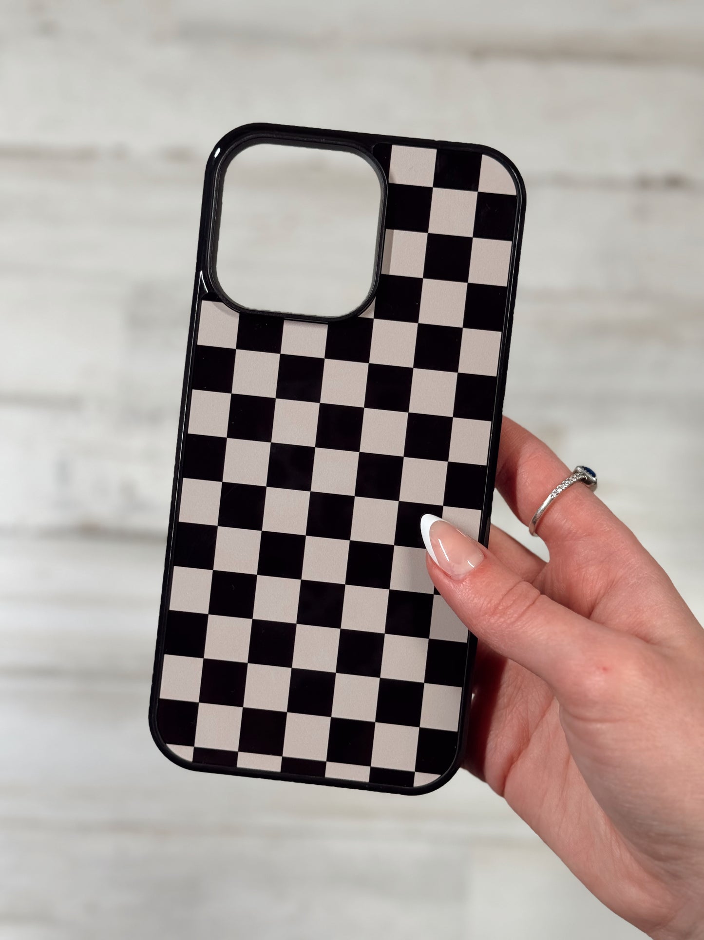 Black & Sand Checkered Boho MagSafe Compatible Phone Case