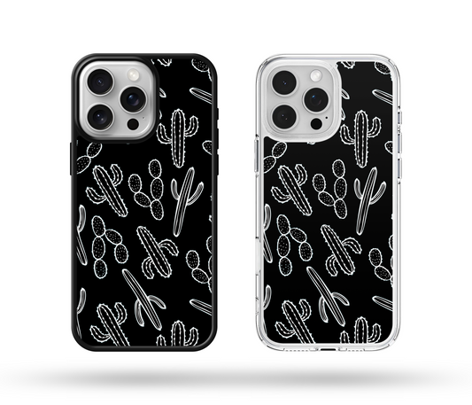 Black and White Cactus MagSafe Compatible Phone Case