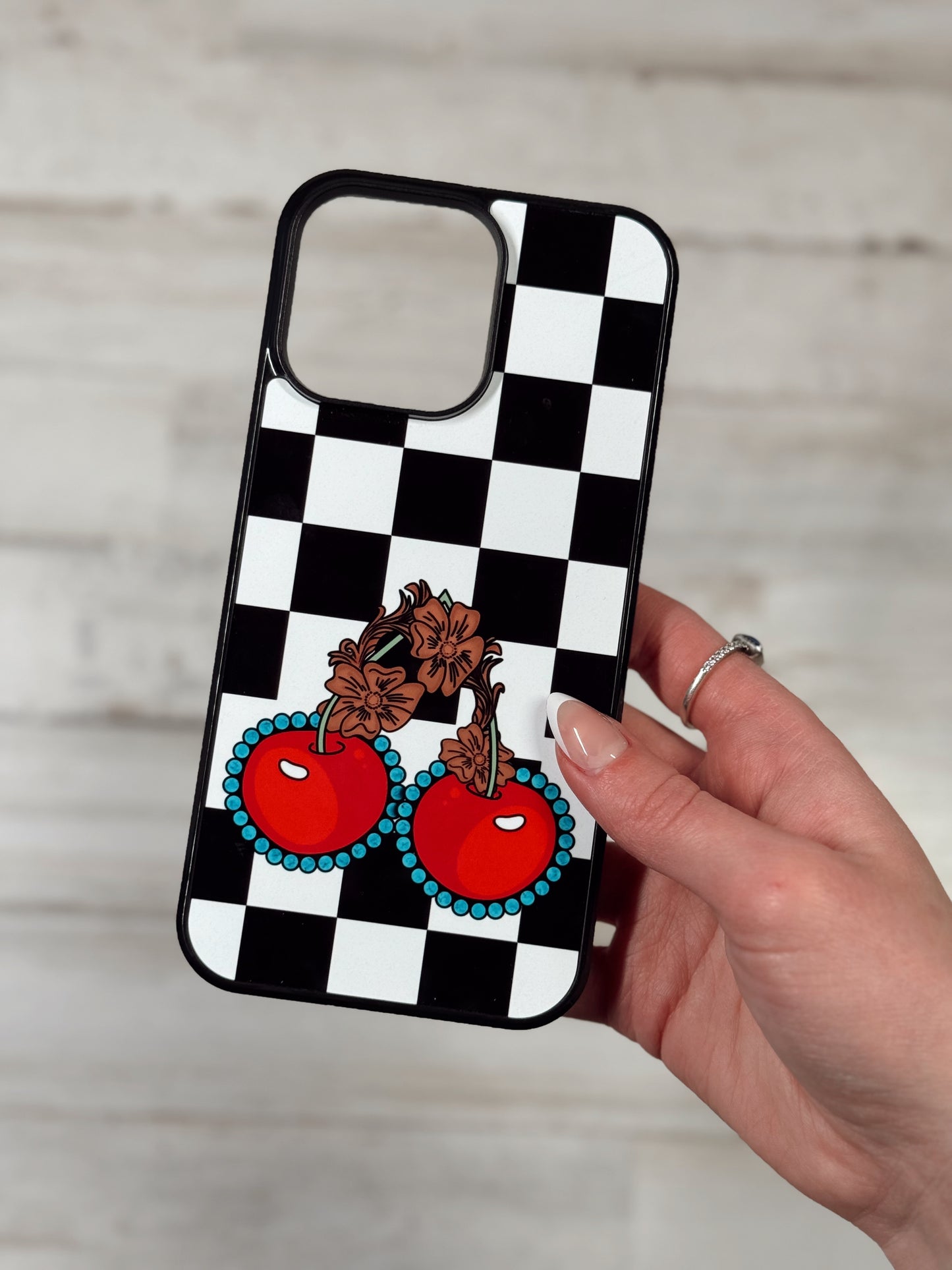 Checkered Cherries MagSafe Compatible Phone Case