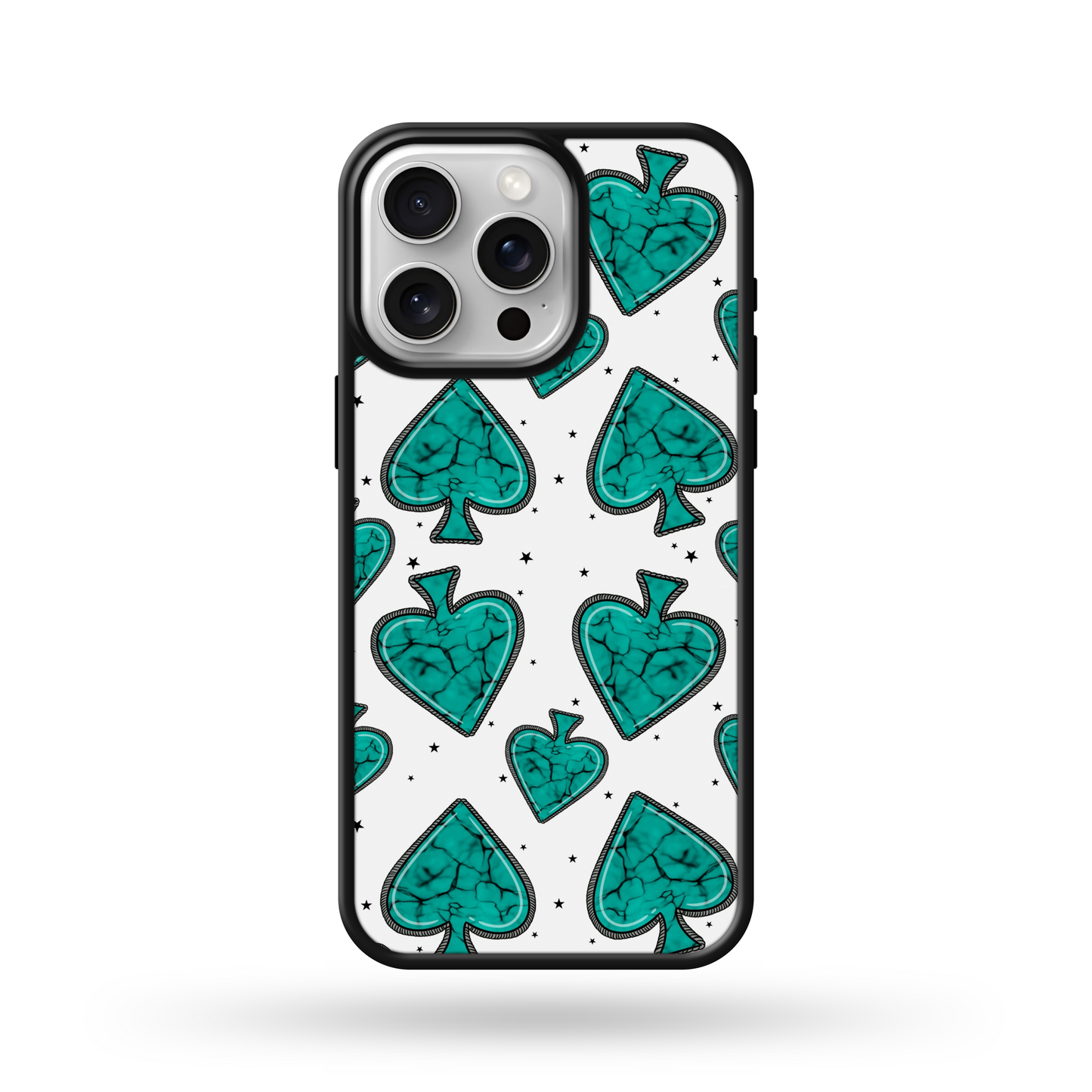 Turquoise Marble Spades MagSafe Compatible Phone Case