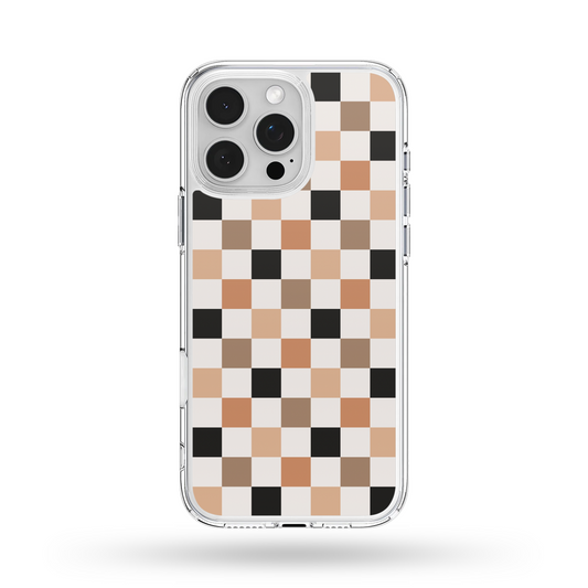 Peachy Neutrals Checkered MagSafe Compatible Phone Case