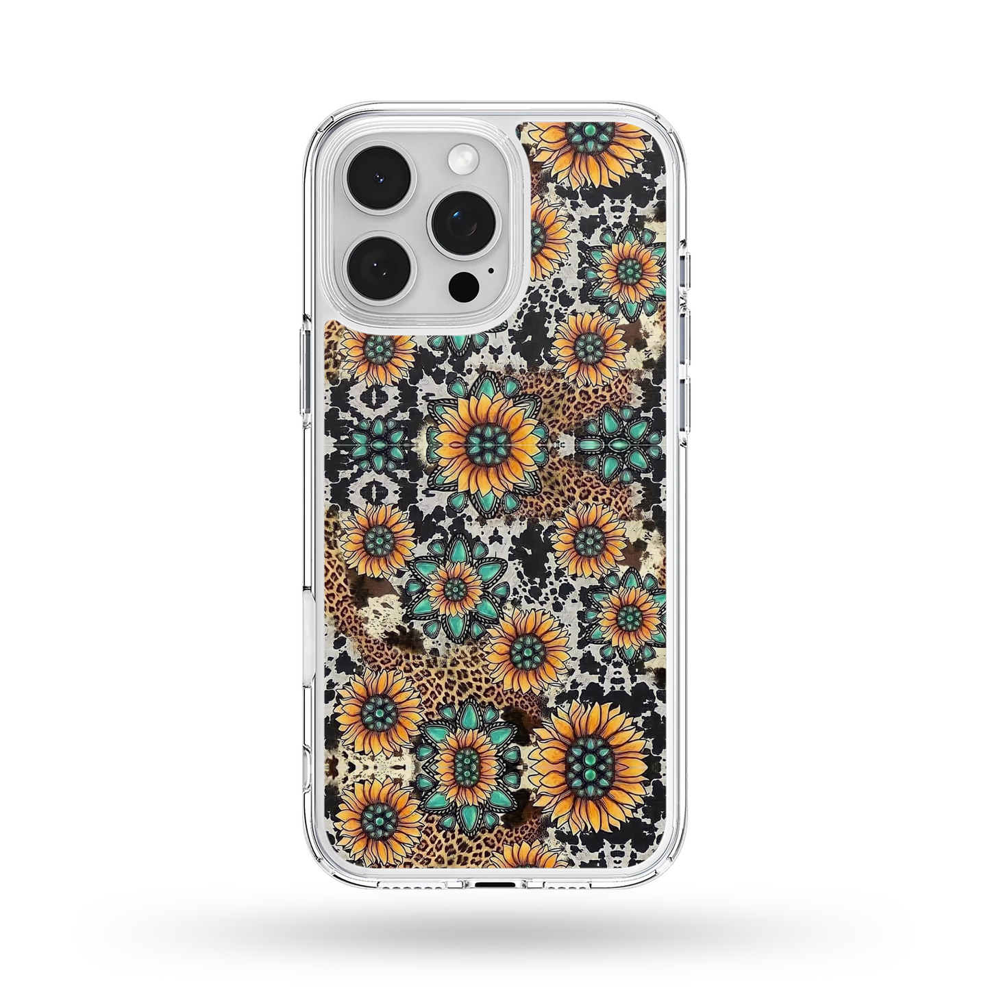 Turquoise Western Sunflowers MagSafe Compatible Phone Case