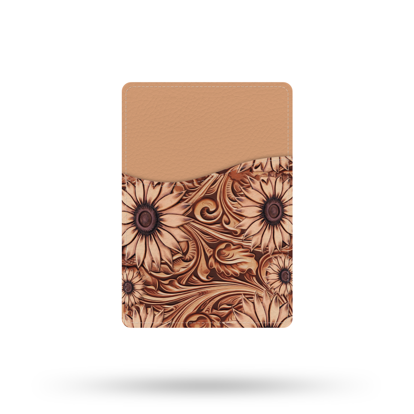 Sunflower Tooled Leather Adhesive Card Holder