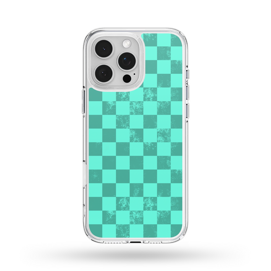 Turquoise Checkered MagSafe Compatible Phone Case