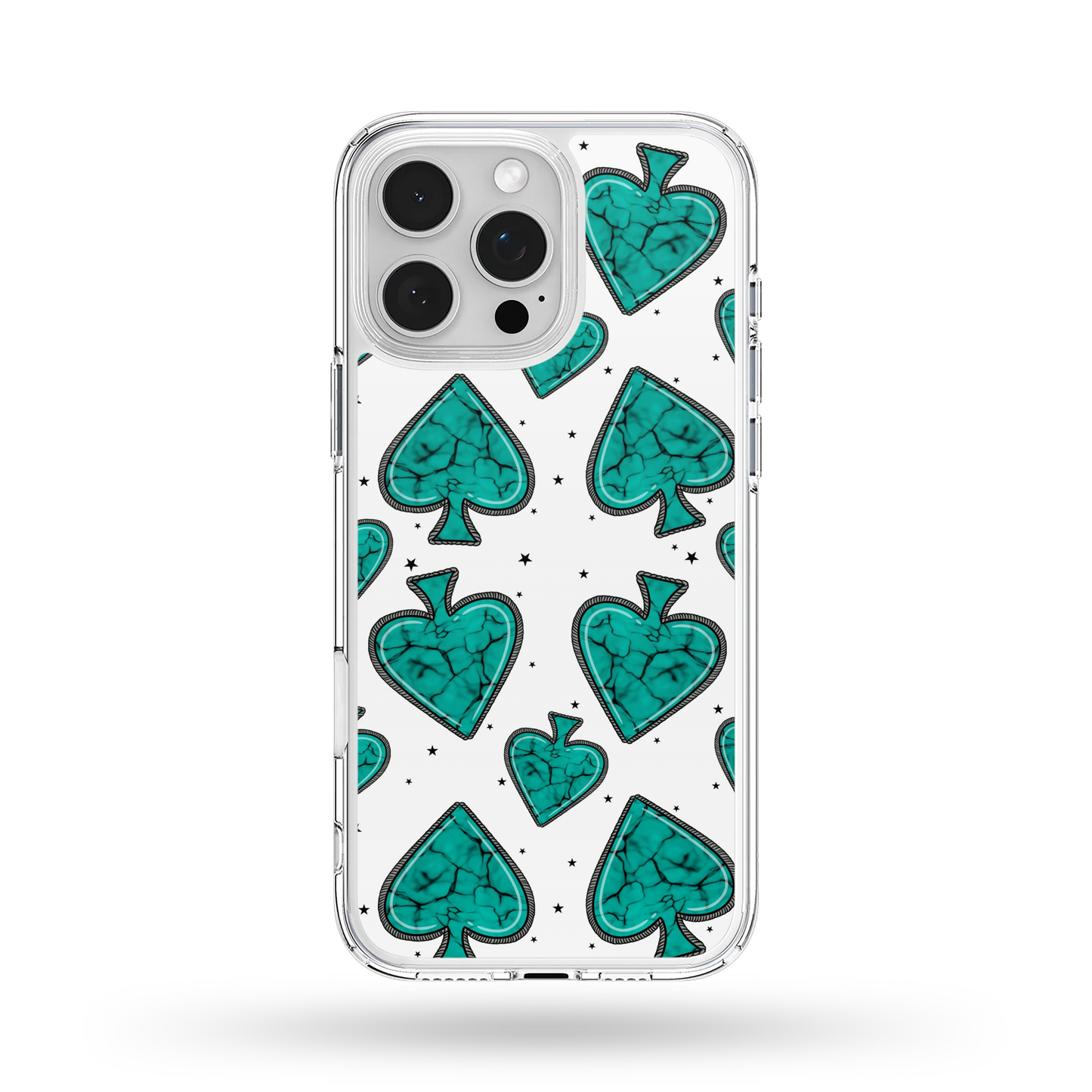 Turquoise Marble Spades MagSafe Compatible Phone Case